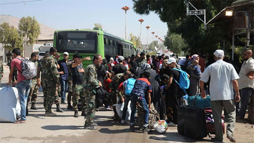 evacuación de civiles de Maadamiyet al Sham Miembros de grupos armados abandonarán Maadamiyet al Sham